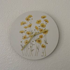 Yellow Floral Wall Clock